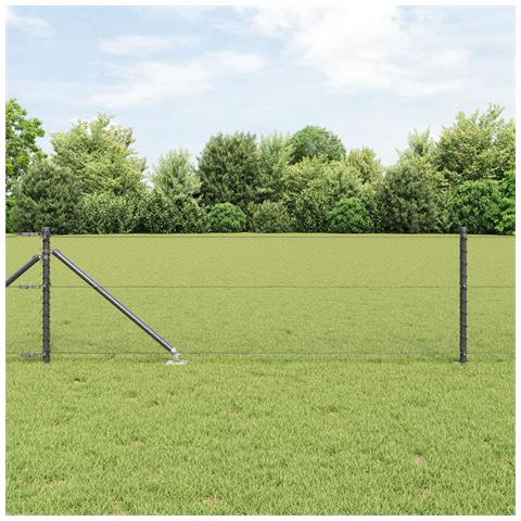 Recinzione esagonale grigia 0.6x25 m in acciaio, Paletti per recinzione con picchetto 13 pezzi Ø32 mm 80 cm in acciaio zincato - Foto 2