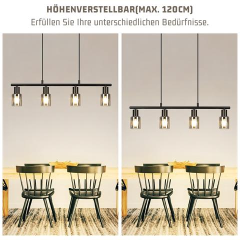 Lampada A Sospensione Per Sala Da Pranzo, 4 Fiamme, In Vetro Vintage, Attacco E14, Per Soggiorno, Cucina - Foto 7