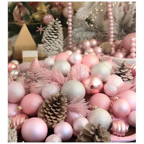 Palline Di Natale Infrangibili Per Le Feste 6 Cm Rosa 36 Pezzi - Foto 2