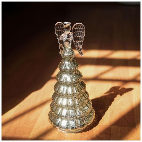 Albero Di Natale Con Angelo In Vetro Illuminato 25,4 Cm Timer Decorazione Natalizia - Foto 1