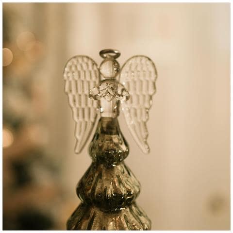 Albero Di Natale Con Angelo In Vetro Illuminato 25,4 Cm Timer Decorazione Natalizia - Foto 5