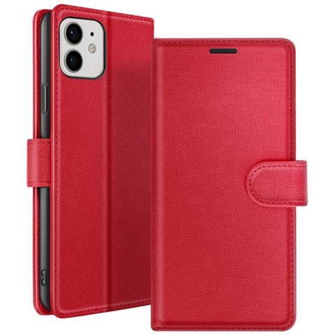 Custodia A Portafoglio Per Iphone 12 E 12 Pro Con Supporto E Linguetta Magnetica, Rosso - Foto 1