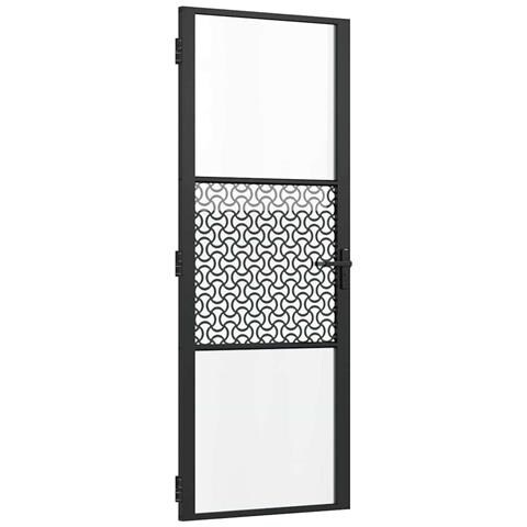 Porta Interna Nero 76 x 201.5 cm Vetro temperato, Alluminio - Foto 1