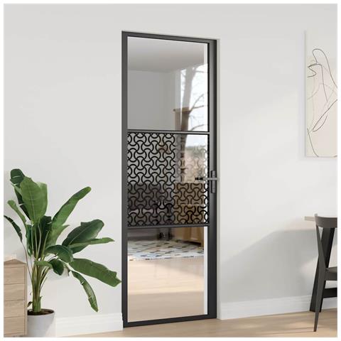 Porta Interna Nero 76 x 201.5 cm Vetro temperato, Alluminio - Foto 2