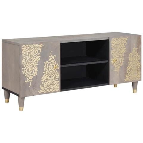 Mobile TV con lo scaffale Grigio e Oro 105 x 33.5 x 46 cm - Foto 1