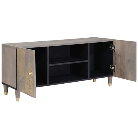 Mobile TV con lo scaffale Grigio e Oro 105 x 33.5 x 46 cm - Foto 2