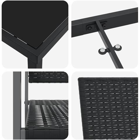 Set da Pranzo per Giardino 5 pcs Nero Poly Rattan - Foto 9