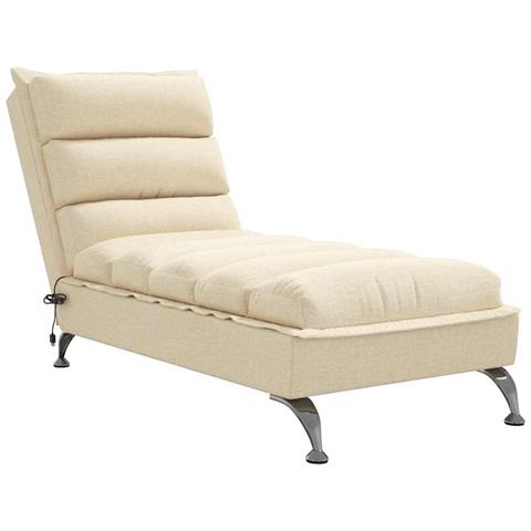 Chaise Longue Massaggi con Cuscini Crema in Tessuto - Foto 1