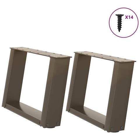 Gambe per Tavolino da Caffè a Forma di U 2 pz Acciaio Naturale 40x(30-31) cm Acciaio - Foto 1