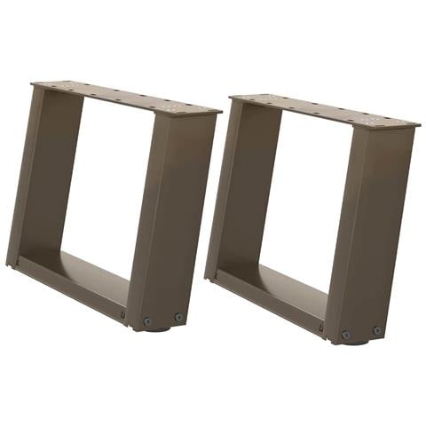 Gambe per Tavolino da Caffè a Forma di U 2 pz Acciaio Naturale 40x(30-31) cm Acciaio - Foto 2