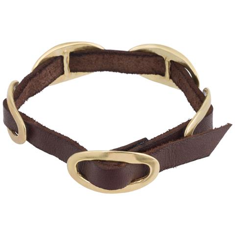 Bracciale In Pelle Zama Placcata Oro ""o2 Buckle"" - Foto 2