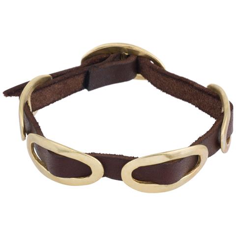 Bracciale In Pelle Zama Placcata Oro ""o2 Buckle"" - Foto 1