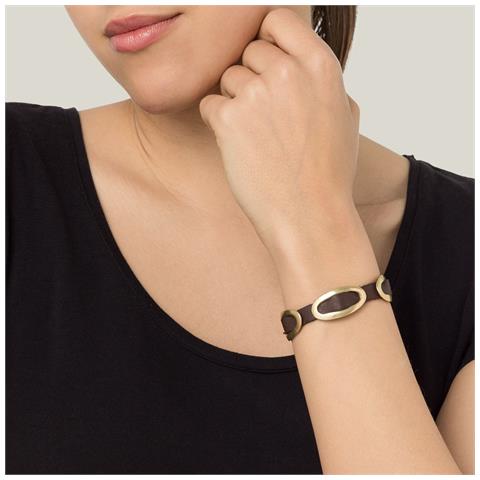 Bracciale In Pelle Zama Placcata Oro ""o2 Buckle"" - Foto 3