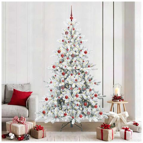 Albero di Natale Artificiale con Rami Pieghevoli Bianco 210 cm - Foto 2
