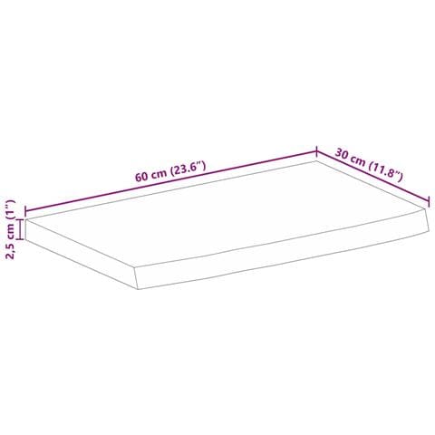 Piano Tavolo Bordi Vivi 60x30x2,5 cm in Legno Massello di Mango - Foto 9