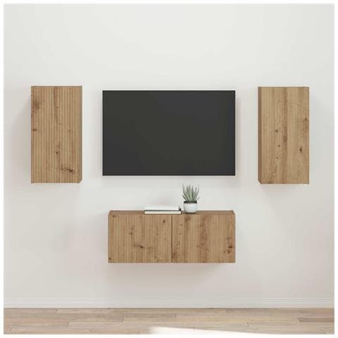 Set mobile TV 2 pcs Rovere artigianale Legno multistrato - Foto 2