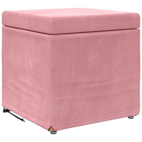 Pouf Rosa 41 x 41 x 40 cm Velluto e Legno Ingegnerizzato - Foto 1