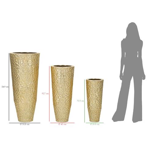 Set 3 Portavasi Glasy Oro In Ferro Con Lavorazione Decorativa - Foto 7