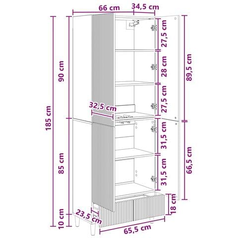 Set di armadi 2 pcs 66 x 34,5 x 95 cm Legno ingegnerizzato - Foto 8