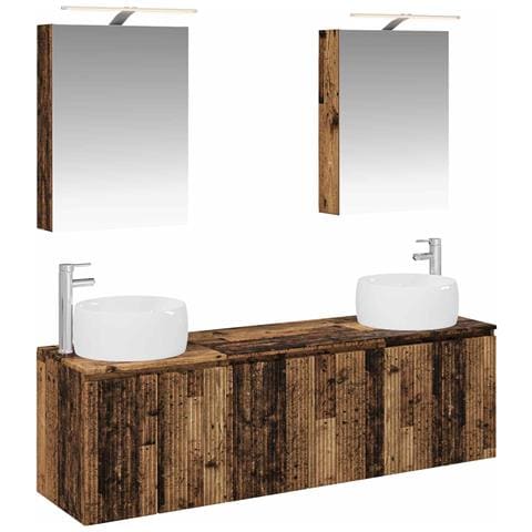 Set di Armadi da Bagno 5 pcs Legno antico Legno ingegnerizzato - Foto 1
