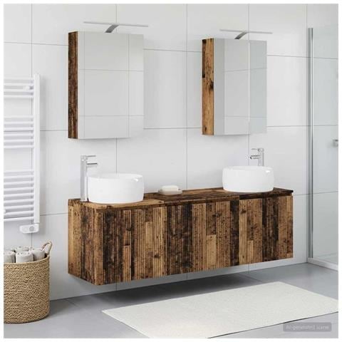 Set di Armadi da Bagno 5 pcs Legno antico Legno ingegnerizzato - Foto 2