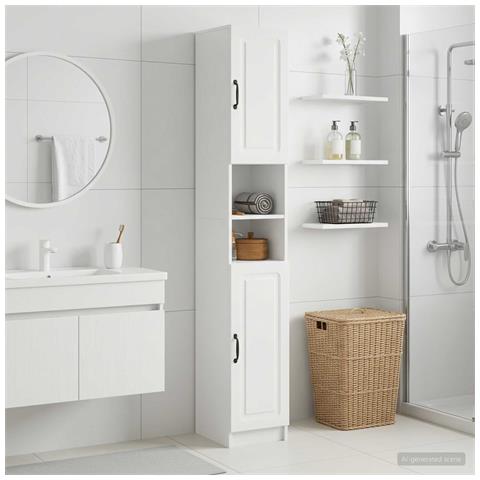 Armadio da Bagno con Ripiano Aperto UTRECHT Bianco Lucido - Foto 2