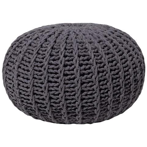 Pouf Poggiapiedi In Tessuto Grigio Scuro 50 X 35 Cm Conrad Ii - Foto 1