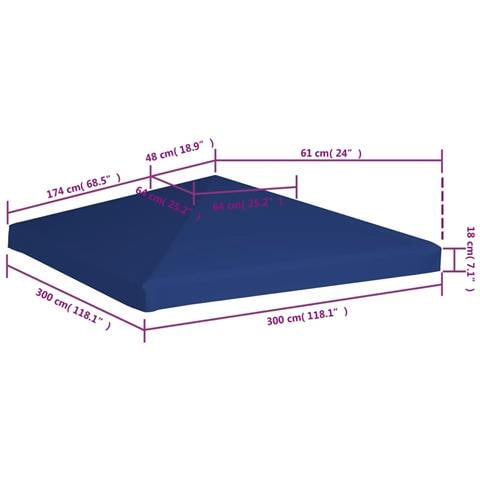 Copertura Superiore Per Gazebo 310 G / m² 3x3 M Blu - Foto 6