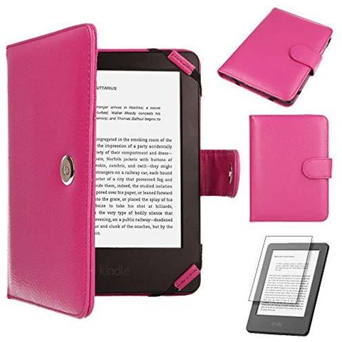 Case Cover Foglio Di Cuoio Pu Kindle Rosa Con Catenaccio Magnetico Fatta Per Amazon Kindle Ereader E Kindle Paperwhite Con Schermo Da 6 Pollici Stile Del Libro - Foto 3