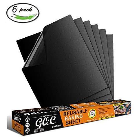 Grill Mat Un Insieme Di 6 Barbecue Mat Antiaderente Riutilizzabile Barbecue Cottura Mat Teflon Cooking Mats Per Electric Grill A Gas Carbone Per Barbecue Approvato Dalla Fda Pfoa-free 15.75 13inch Nero. . . - Foto 1
