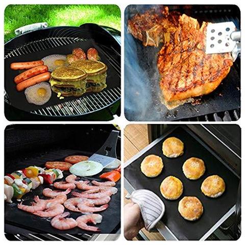 Grill Mat Un Insieme Di 6 Barbecue Mat Antiaderente Riutilizzabile Barbecue Cottura Mat Teflon Cooking Mats Per Electric Grill A Gas Carbone Per Barbecue Approvato Dalla Fda Pfoa-free 15.75 13inch Nero. . . - Foto 4