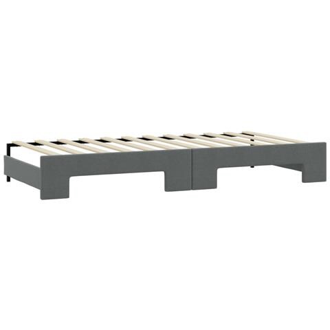 Divano Letto Estraibile Cassetti Grigio Scuro 90x190cm Tessuto - Foto 2