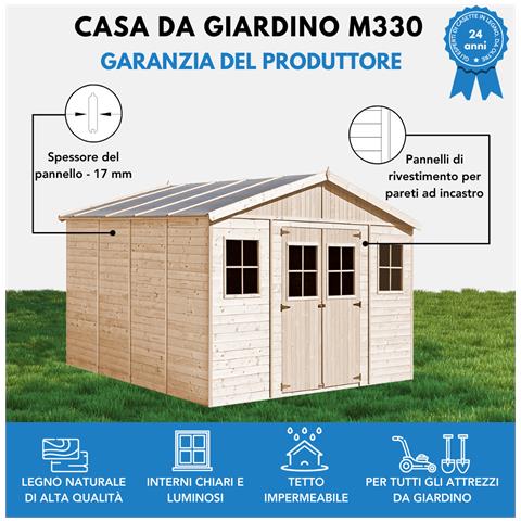 Casa Da Giardino In Legno Naturale Con Pavimento Impregnato H246x418x420 Cm / 16 M²- Timbela M330+m330g - Foto 7