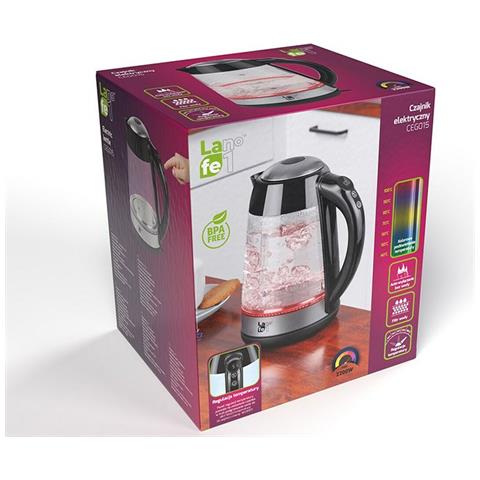 Bollitore Ceg015 Nero Trasparente Argentato Vetro Plastica 2200 W 1,7 L - Foto 2