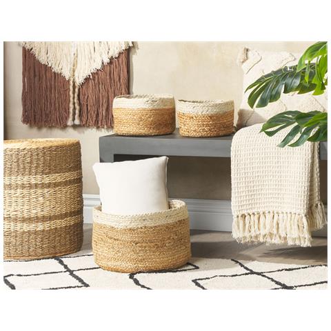 Set Di 3 Cestini Tajori Iuta Naturale - Foto 1