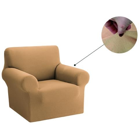 Copridivano Copriseduta Sofà Elasticizzato Tinta Unita Smile Tessuto Millerighe Poltrona Cream - Foto 1