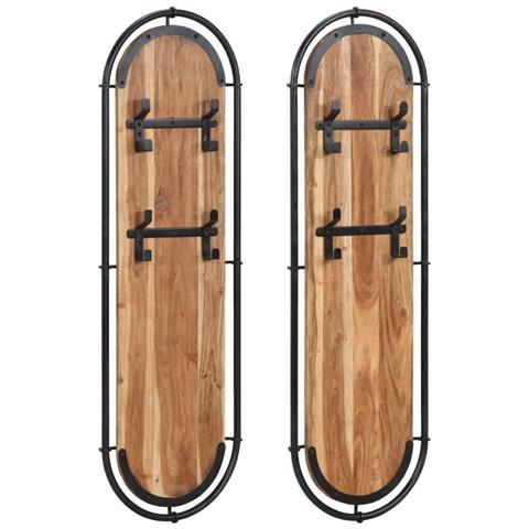 Appendiabiti Da Parete Con 4 Ganci 2pz Legno Massello Acacia - Foto 1