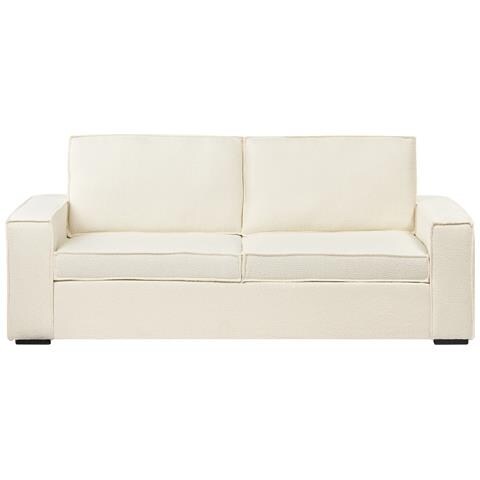 Divano Letto 3 Posti Vuokatti Bouclé Bianco Sporco - Foto 7