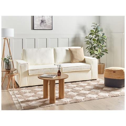 Divano Letto 3 Posti Vuokatti Bouclé Bianco Sporco - Foto 1