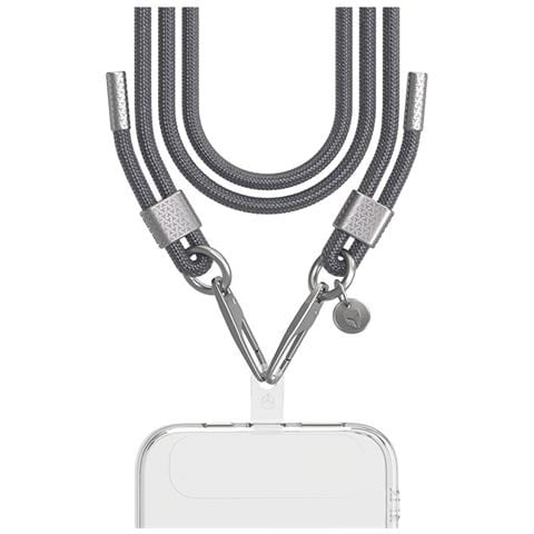 Tracolla Universale Per Smartphone A Doppio Gancio Con Sistema Di Fissaggio, Grigio - Foto 1