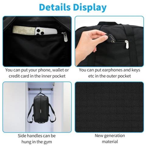 Borsa Da Palestra Compatta Per Viaggi E Allenamenti Black - Foto 2