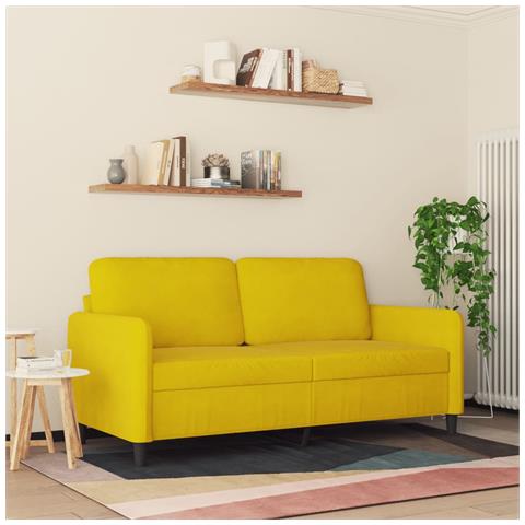 Divano A 2 Posti Giallo 140 Cm In Velluto - Foto 3
