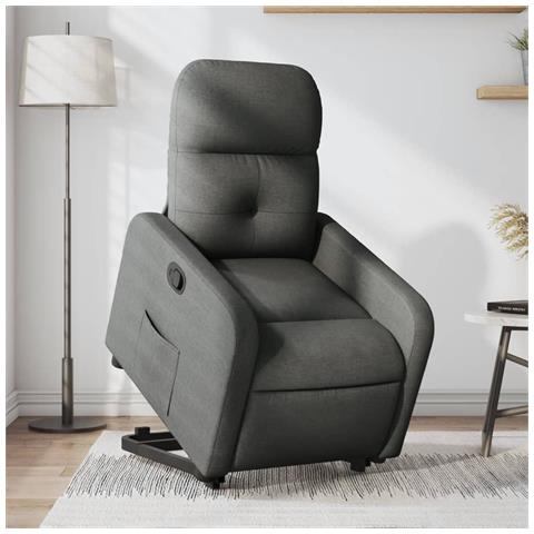 Lusso Casadino -  Poltrona Alzapersona Reclinabile Grigio Scuro In Tessuto - Foto 8