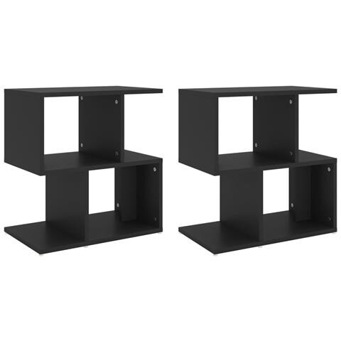 Comodini 2pz Neri 50x30x51,5 Cm In Legno Multistrato - Foto 1