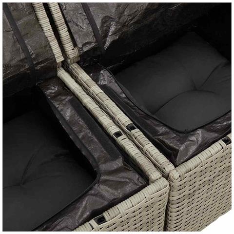 Set di Divani da Giardino con Cuscini Grigio Chiaro Polyrattan - Foto 9