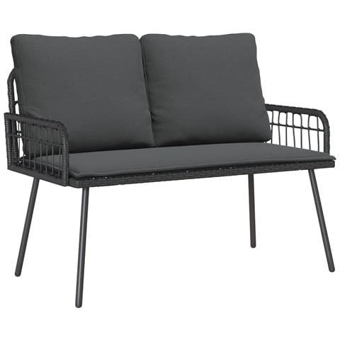 Panchina da Giardino Nera 114x64x78 cm in Polyrattan - Foto 1