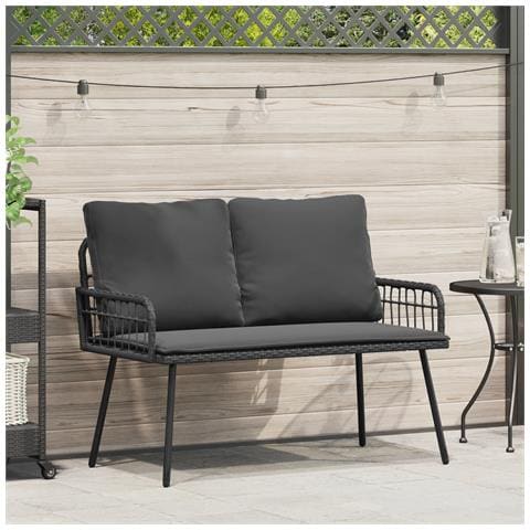 Panchina da Giardino Nera 114x64x78 cm in Polyrattan - Foto 2