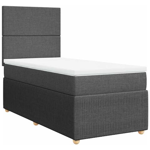 Giroletto a Molle con Materasso Grigio Scuro 80x200 cm Tessuto - Foto 1