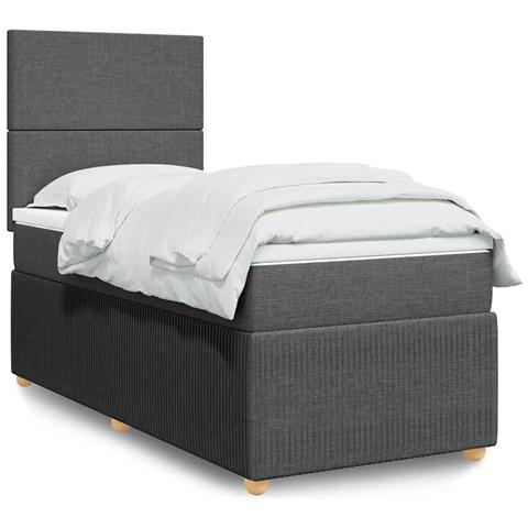 Giroletto a Molle con Materasso Grigio Scuro 80x200 cm Tessuto - Foto 2