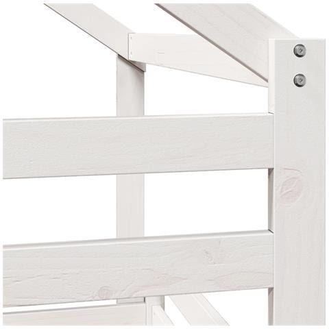 Letto a Soppalco con Tetto Bianco 90x200 cm in Legno di Pino - Foto 9